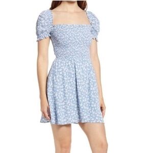 Reformation Light Blue Floral Mini Dress
